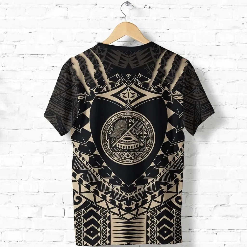 American Samoa Tattoo Rugby T Shirt - Tan K5