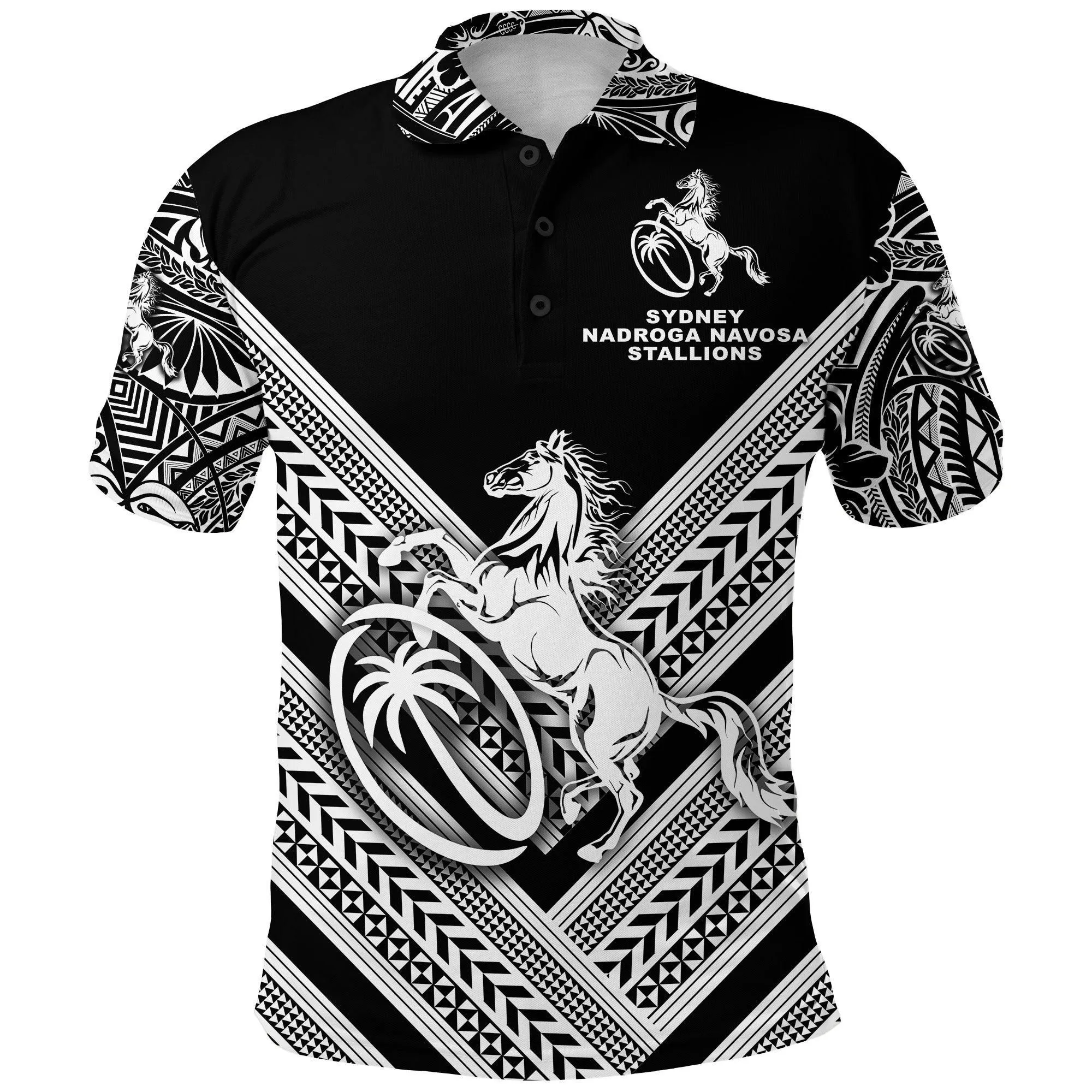 Fiji Rugby Polo Shirt Sydney Nadroga Navosa Stallions Creative Style - Black LT8