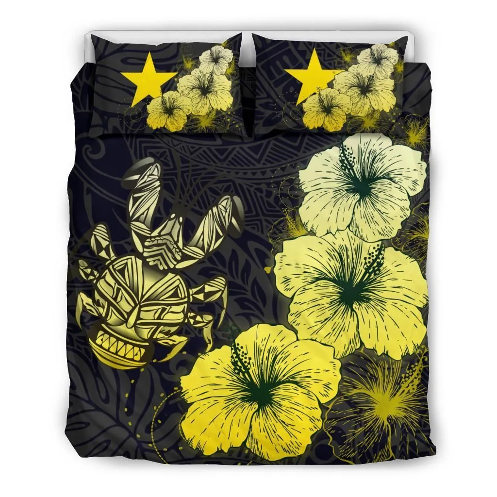 Niue Hibiscus Turtle Polynesian Bedding Set - Style Gold