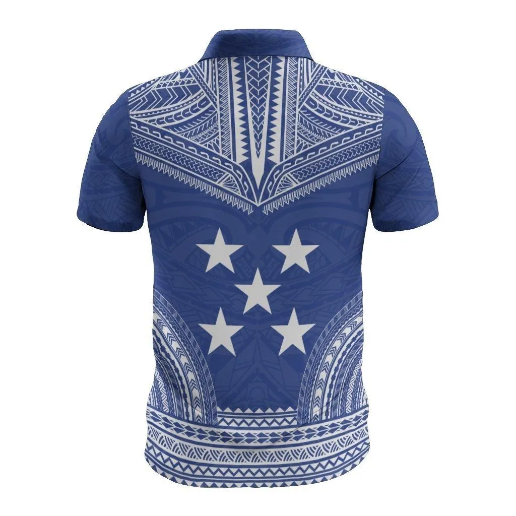 Gambier Islands Polo Shirt - Gambier Islands Flag Polynesian Chief Tattoo Flag Version