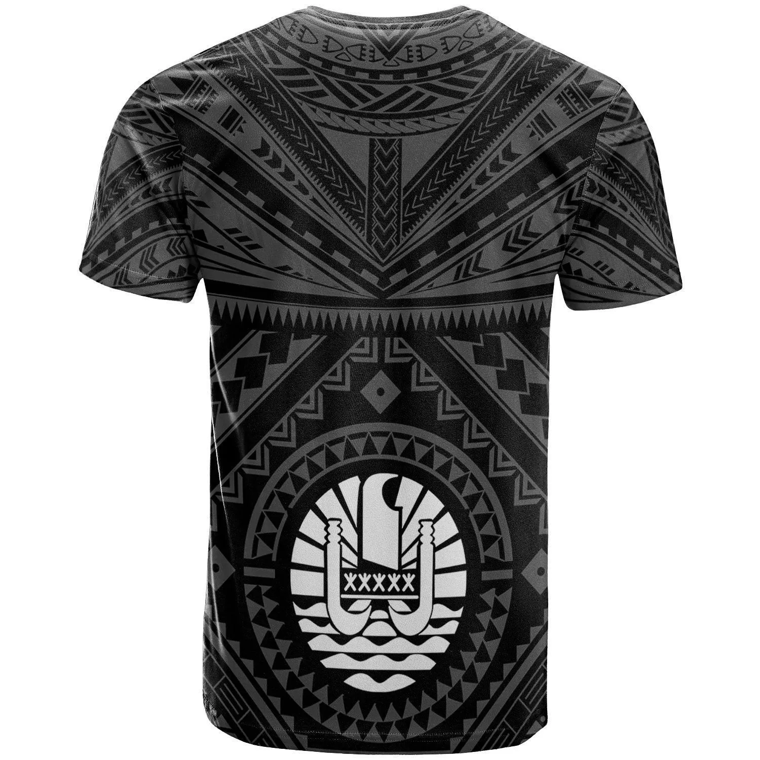 Tahiti Personalised T-Shirt - Tahiti Seal In Polynesian Tattoo Style (Black)
