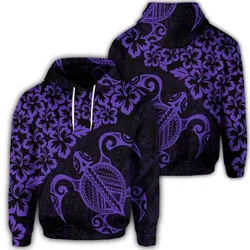 Hawaiian Map Turtle Hibiscus Kanaka Polynesian Hoodie - Purple