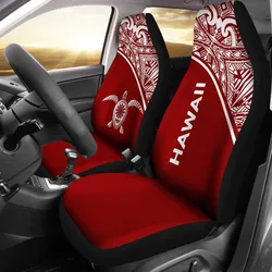 Hawaii Car Seat Covers - Polynesian Turtle Tattoo Red Curve