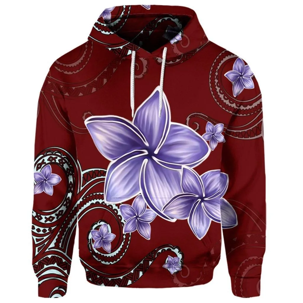 (Personalised) Hawaiian Plumeria Violet Polynesian Red Hoodie - AH