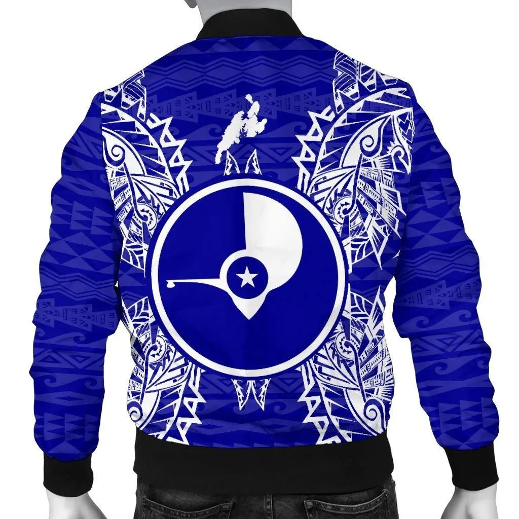 Yap Polynesian Mens Bomber Jacket Map Blue
