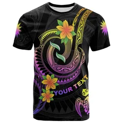 Nauru Custom Personalised T - Shirt - Plumeria Flowers with Spiral Patterns