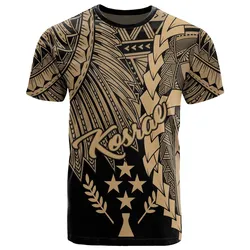 Kosrae Micronesia T-Shirt - Tribal Wave Tattoo Gold