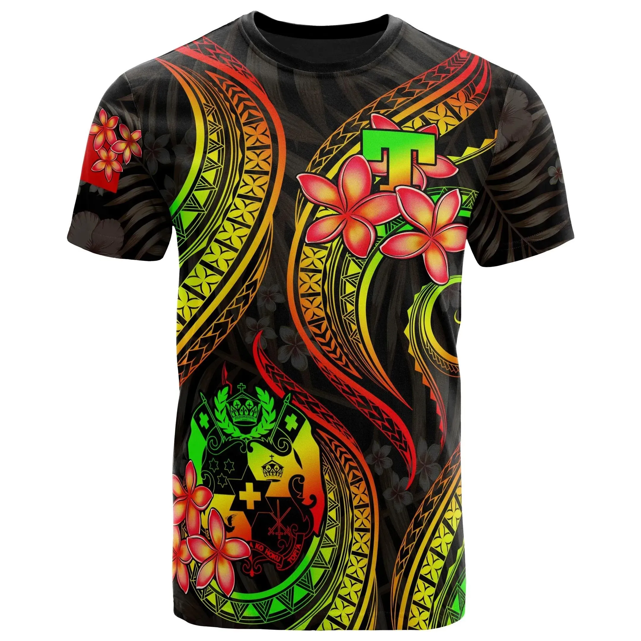 Tonga Polynesian T-Shirt - Reggae Plumeria - BN11