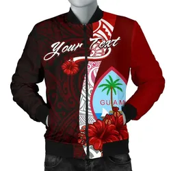 Guam Polynesian Custom Personalised Bomber Jacket - Coat Of Arm With Hibiscus