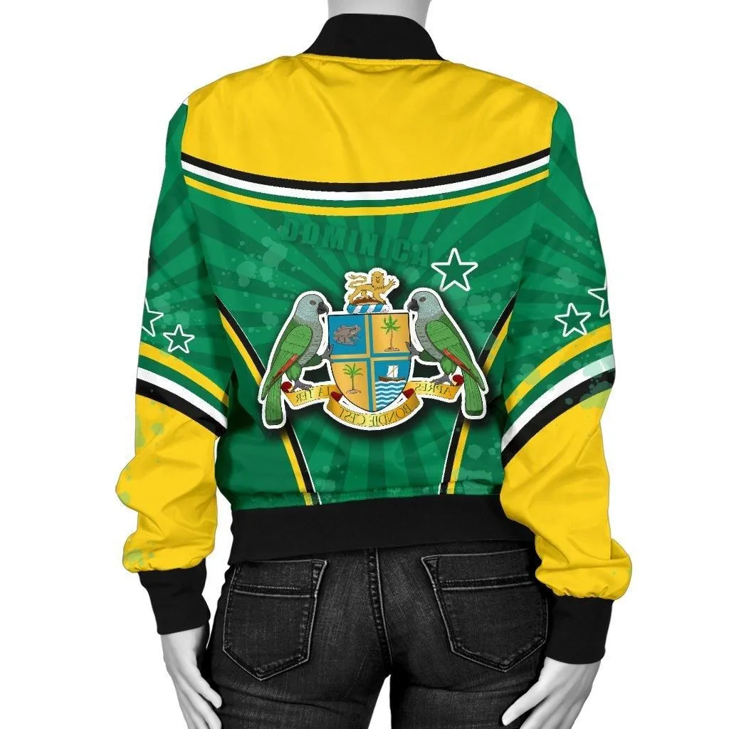 Dominica Women Bomber Jacket Circle Stripes Flag Version