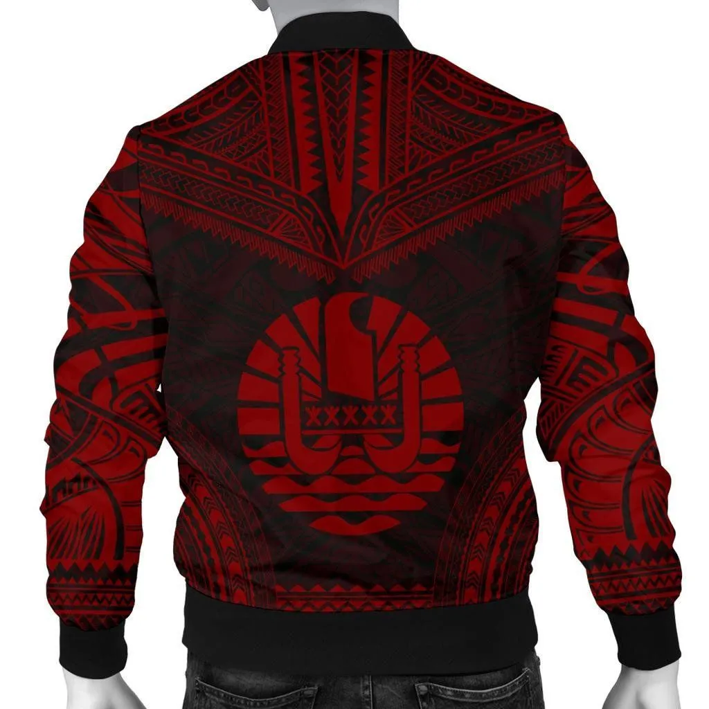 FamilyGater Jacket - Bomber Jacket Tahiti Polynesian Chief - Red Version - Bn10