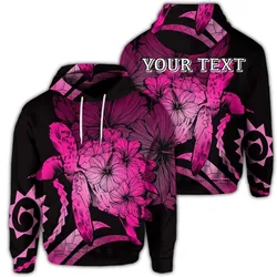 (Personalised) Hawaiian - Hawaii Turtle Hibiscus Polynesian Vintage Hoodie - Pink