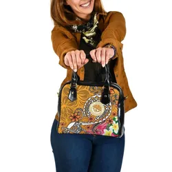 FSM Shoulder Handbag - Turtle Plumeria (Gold)