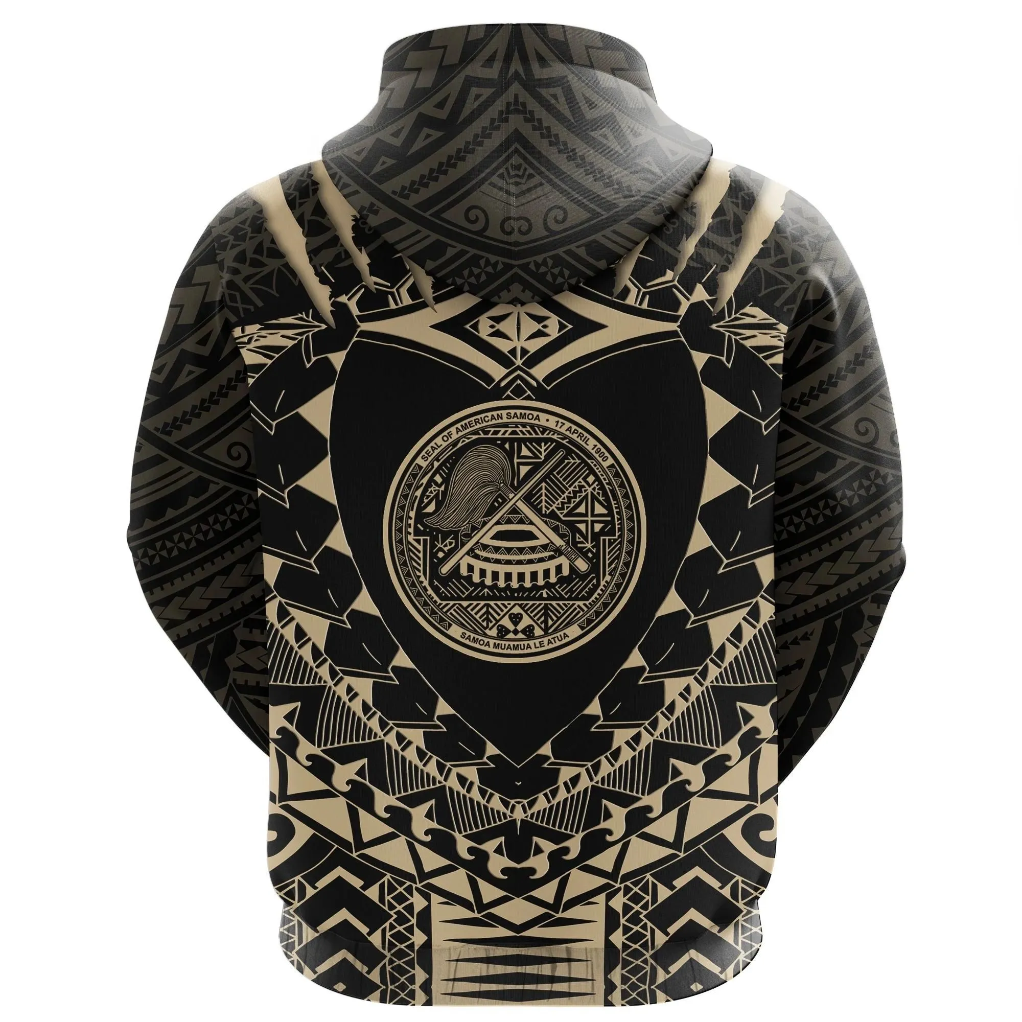 American Samoa Tattoo Rugby Hoodie - Tan K5