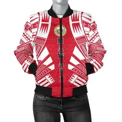 Hawaii Women Bomber Jacket - Polynesian Tattoo Flag - BN0110