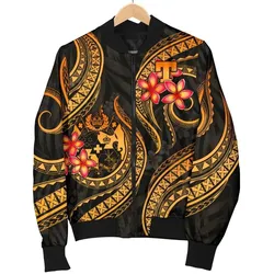 Tonga Polynesian Men Bomber Jacket - Gold Plumeria - BN11