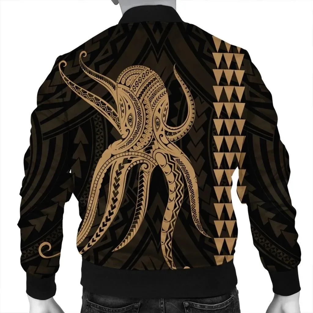 Alohawaii Jacket - Hawaii Octopus KaKau Polynesian Bomber Jacket - Gold - AH - J4R