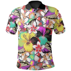 Polynesian Polo Shirt - Hibiscus and Plumeria Patterns