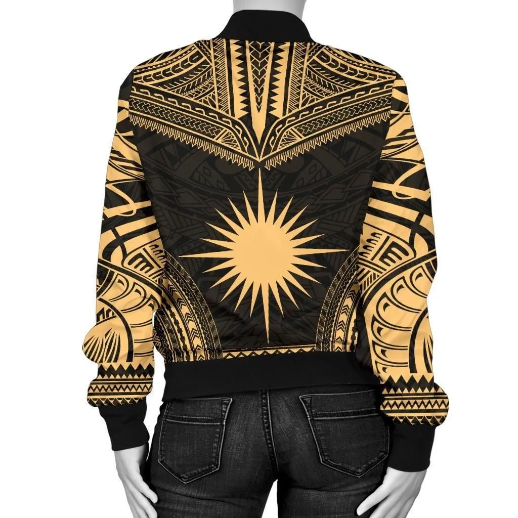 Alohawaii Jacket - Bomber Jacket Marshall Islands Polynesian Chief - Gold Version - Bn10