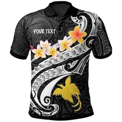 Papua New Guinea Custom Personalised Polo Shirt - PNG Seal Polynesian Patterns Plumeria Black