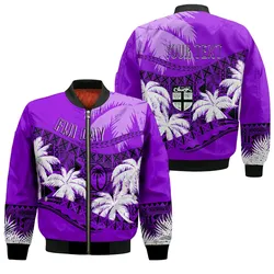 Personalised Fiji Day Bomber Jacket Flying Fijians Masi Kesa Style - Violet LT7