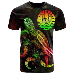 Tahiti Polynesian T shirt - Turtle With Blooming Hibiscus Reggae