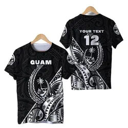 (Custom Personalised) Guam Rugby T Shirt Polynesian Patterns Style - Black LT16