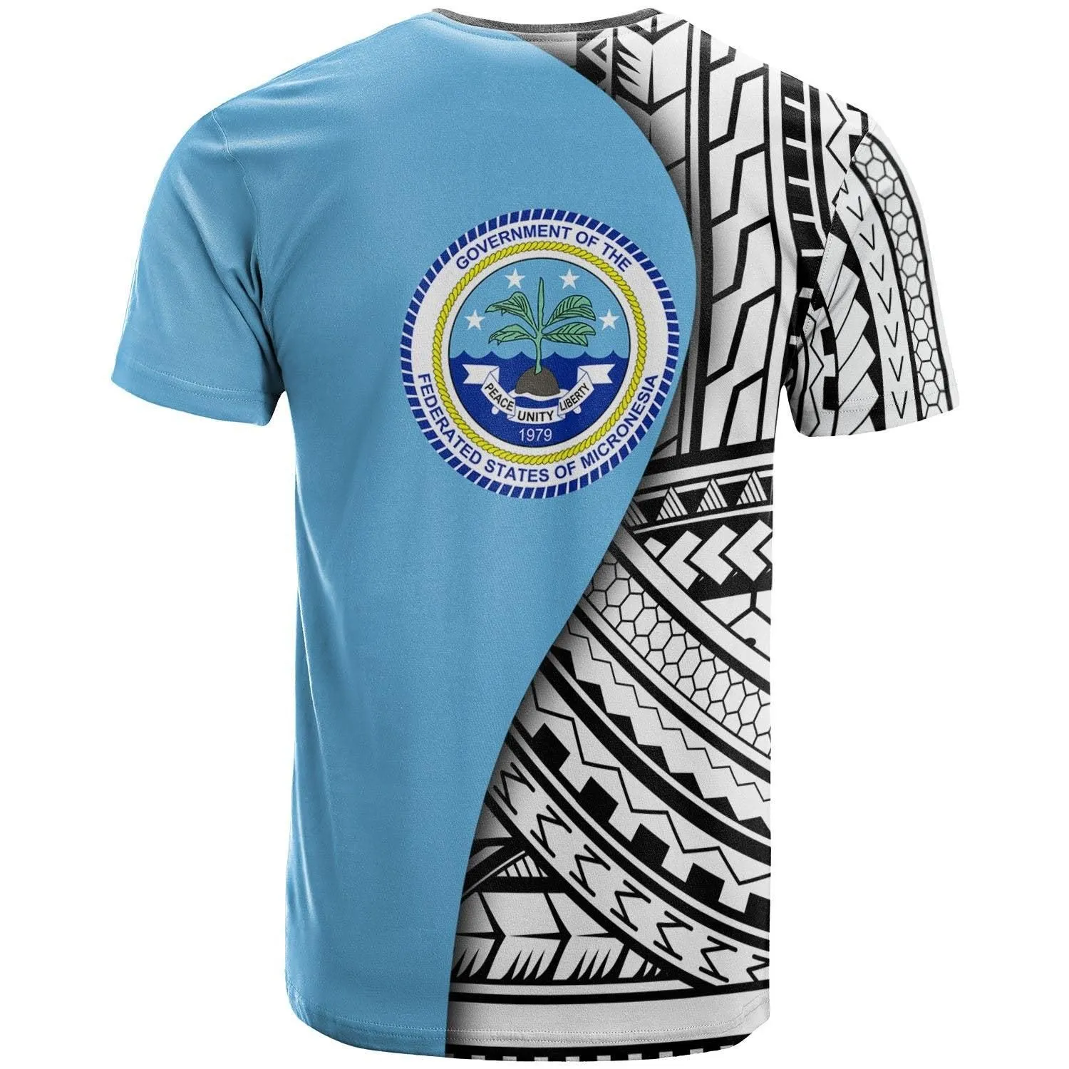 Federated States of Micronesia Custom Personalised T-shirt - Coat Of Arm and Polynesian Patterns