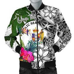 Niue Custom Personalised Mens Bomber Jacket White - Turtle Plumeria Banana Leaf