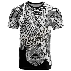 American Samoa Polynesian T Shirt - Tribal Wave Tattoo White