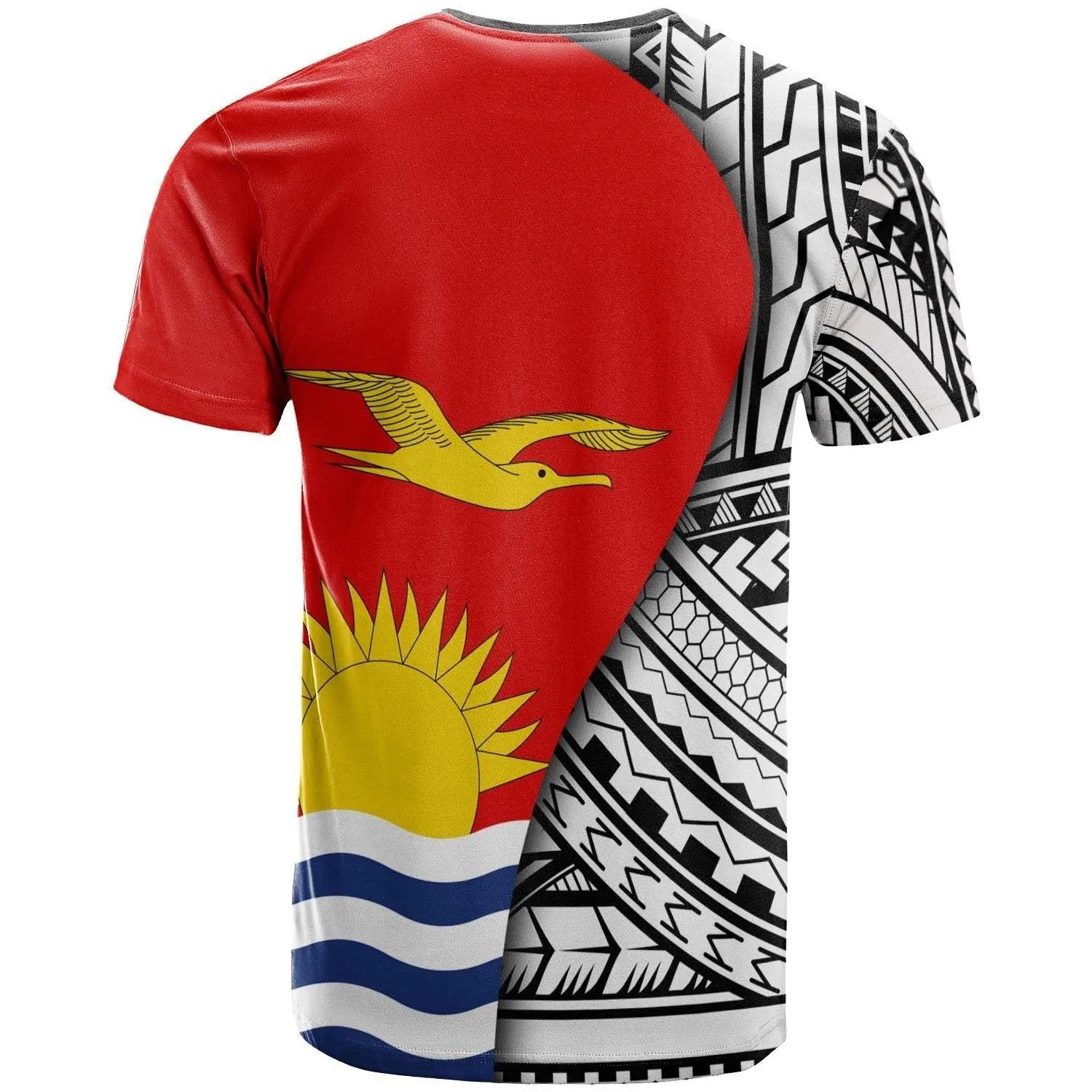 Kiribati T Shirt - Coat Of Arm and Polynesian Patterns