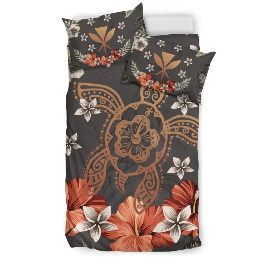 FamilyGater Home Set - Hawaii Turtle Polynesian Hibiscus Kanaka Style Tropical- Bedding Set AH J2
