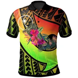 Chuuk Polo Shirt - Polynesian Hook And Hibiscus (Reggae)