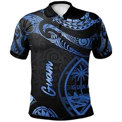 Guam Polynesian Polo Shirt - Poly Tattoo Blue Version