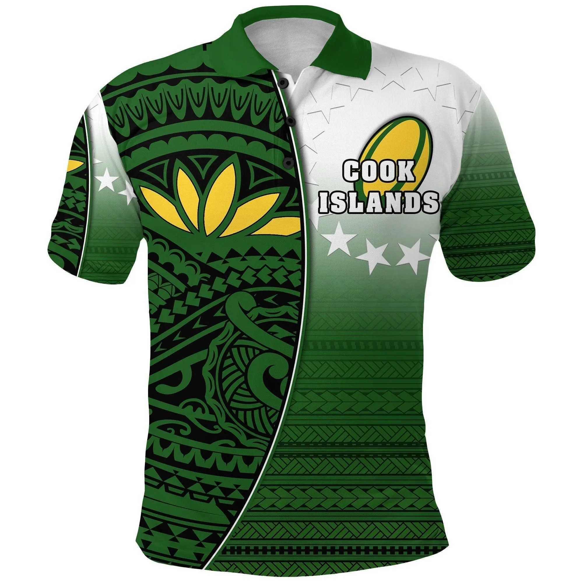 (Custom Personalised) Cook Islands Rugby Polo Shirt Impressive Version - Custom Text and Number