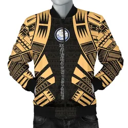 Marshall Islands Men Bomber Jackets - Polynesian Tattoo Gold