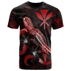 Alohawaii T-Shirt - Tee Hawaii Polynesian - Turtle With Blooming Hibiscus Red - BN22