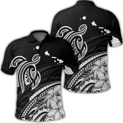 Hawaii Turtle Polynesian Map Plumeria Polo Shirt White - AH