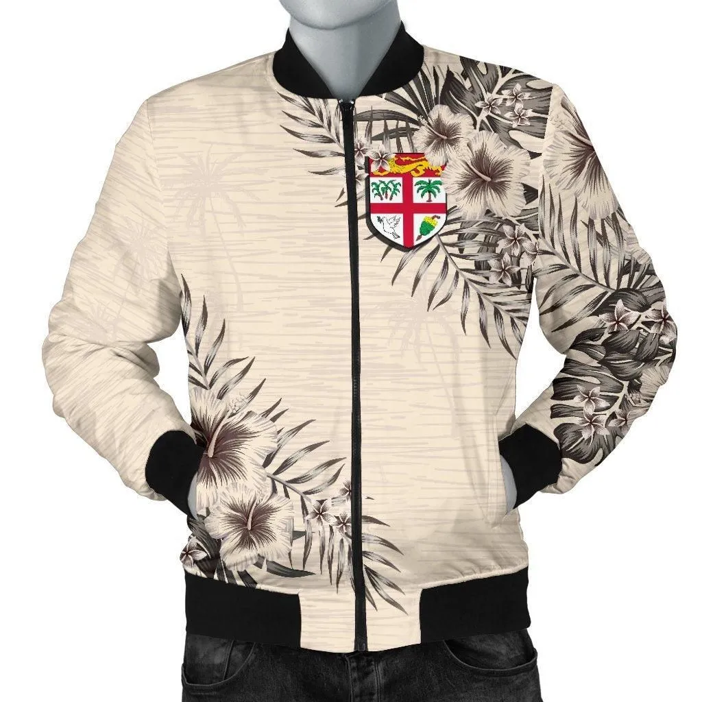 Fiji Mens Bomber Jacket - The Beige Hibiscus