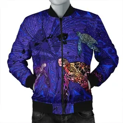 Hawaii Map Kanaka Turtle Bomber Jacket - Volcano Style - Galaxy