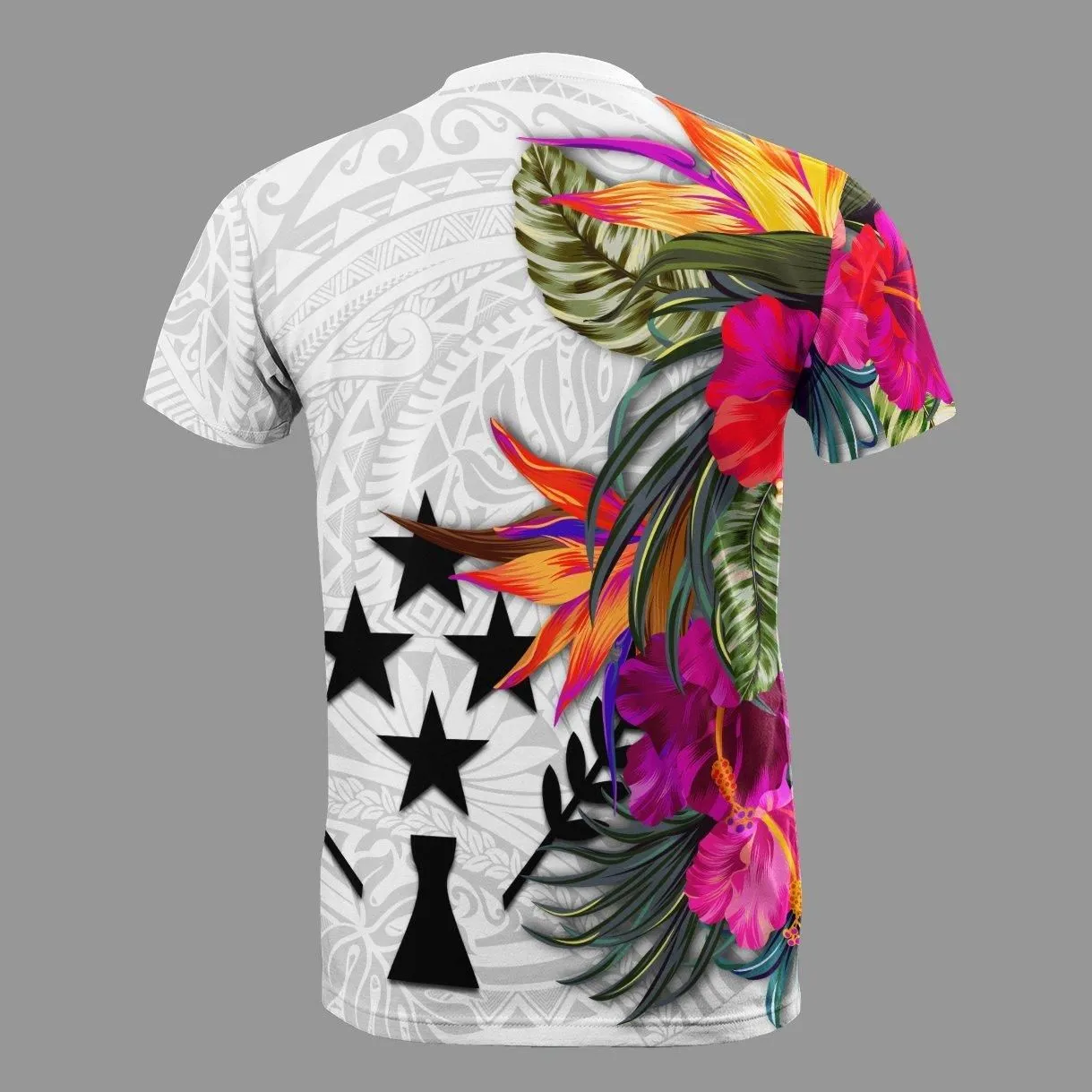 Kosrae Micronesian Custom Personalised T Shirt - Hibiscus White Pattern