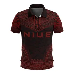 Niue Polo Shirt - Niue Seal Coat Of Arms Polynesian Chief Tattoo Red Version