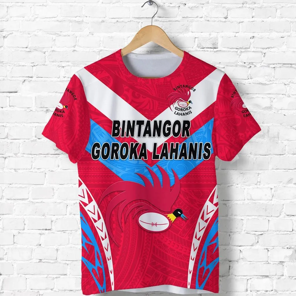 (Custom Personalised) Papua New Guinea Bintangor Goroka Lahanis T Shirt Rugby Original Style - Red, Custom Text And Number LT8