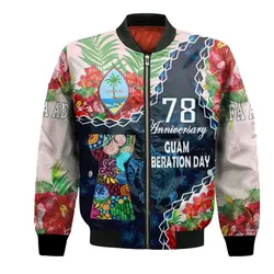 Guam Liberation Day Bomber Jacket Latte Stone Hibiscus Painting LT9