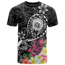 Hawaii Polynesian T Shirts - Hawaii Seal With Turtle Plumeria (Black)