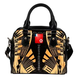 Wallis And Futuna Shoulder Handbag - Polynesian Tattoo Gold
