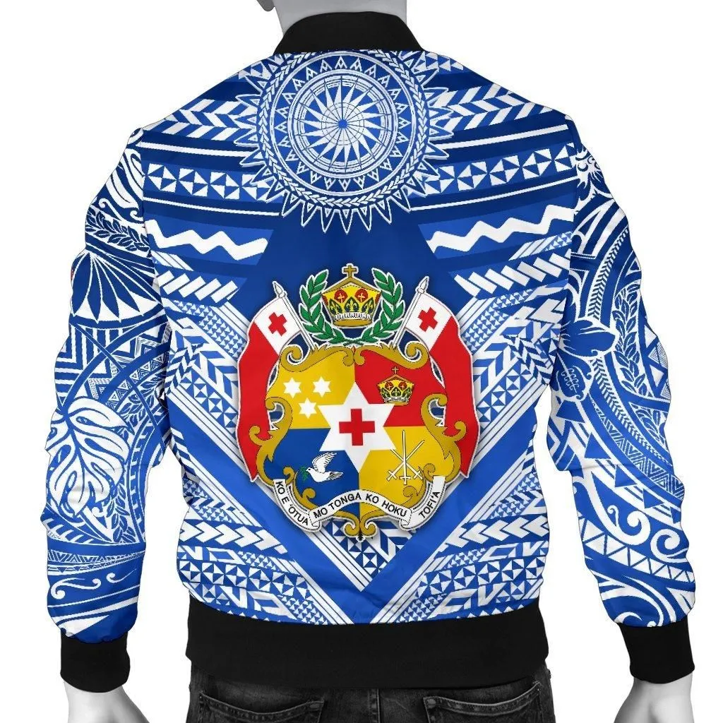 Mate Maa Tonga Rugby Mens Bomber Jacket Polynesian Creative Style - Blue