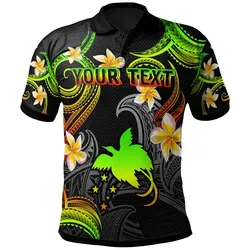 Papua New Guinea Polo Shirt - Custom Personalised Polynesian Waves with Plumeria Flowers (Reggae)