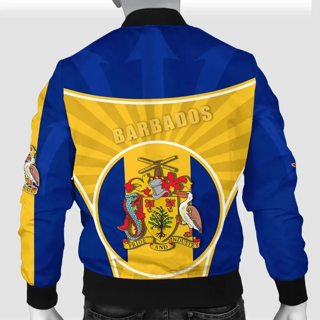 Barbados Men Bomber Jacket Circle Stripes Flag Proud Version K13