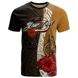 Vanuatu Polynesian Custom Personalised T-Shirt - Coat Of Arms With Hibiscus Gold